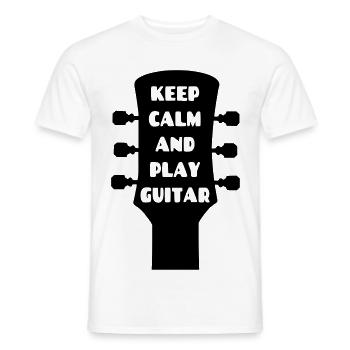 Stay calm! And play guitar musician # - Men's T-Shirt - white - Front - AI Model Male 178 dark (178cm)