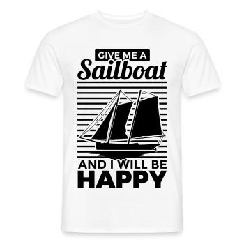 Donnez-moi un voilier, je serai heureux - T-shirt homme - blanc - Devant - AI Model Male 178 dark (178cm)