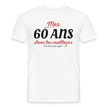 60 ans idée cadeau anniversaire à signer adulte - T-shirt homme - blanc - Devant - AI Model Male 178 dark (178cm)