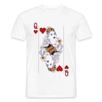 Queen of Hearts ♥︎ Playing Card Design - Men's T-Shirt - white - Front - AI Model Male 178 dark (178cm)