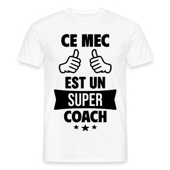 Ce Mec Est Un Super Coach Humour - T-shirt homme - blanc - Devant - AI Model Male 178 dark (178cm)