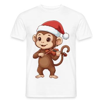 Le singe de Noël jouant de l’art du violon - T-shirt homme - blanc - Devant - AI Model Male 178 dark (178cm)