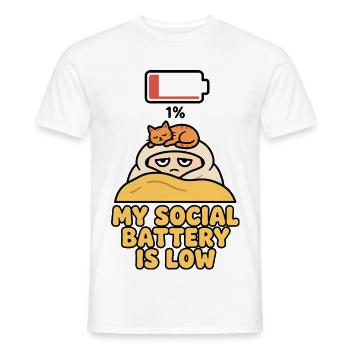 My Social Battery Is Low Katze - Männer T-Shirt - Weiß - Vorne - AI Model Male 178 dark (178cm)