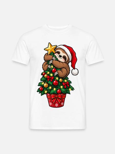 Weihnachten Faultier Tannenbaum Geschenkidee - Männer T-Shirt - Weiß