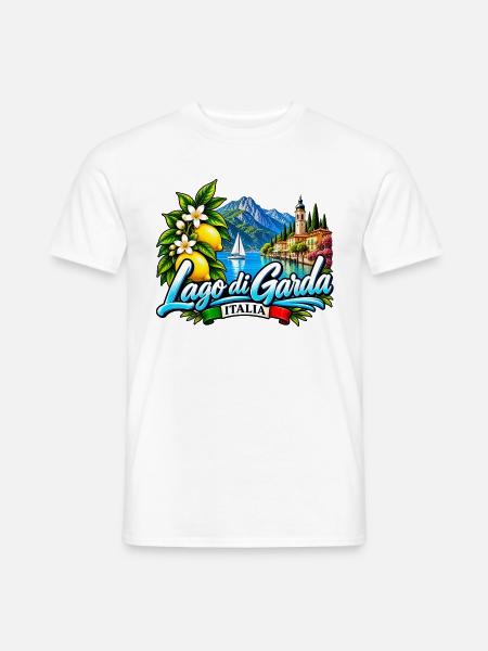 Lago di Garda – Italien, See & Dolce Vita - Männer T-Shirt - Weiß