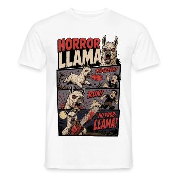 Horror-Lama mit Kettensäge – No Prob-Llama - Männer T-Shirt - Weiß - Vorne - AI Model Male 178 dark (178cm)