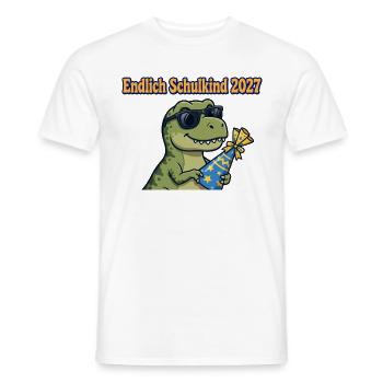 Endlich Schulkind 2027 T-Rex Dino Einschulung  - Männer T-Shirt - Weiß - Vorne - AI Model Male 178 dark (178cm)
