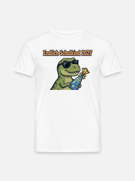 Endlich Schulkind 2027 T-Rex Dino Einschulung - Männer T-Shirt - Weiß