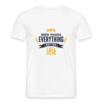 Beer makes everything better! - Men's T-Shirt - white - Front - AI Model Male 178 dark (178cm)