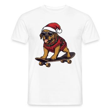 Mastiff Dog Christmas Funny - Men's T-Shirt - white - Front - AI Model Male 178 dark (178cm)
