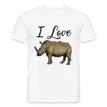 I love rhinos rhinos watercolor art - Men's T-Shirt - white - Front - AI Model Male 178 dark (178cm)