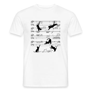 Katzen auf Notenlinien - Männer T-Shirt - Weiß - Vorne - AI Model Male 178 dark (178cm)