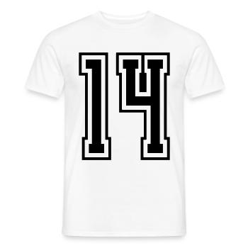 14 Numéro de numéro - T-shirt homme - blanc - Devant - AI Model Male 178 dark (178cm)