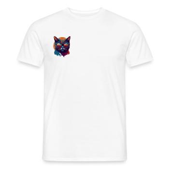 Rebel Paws: Retro Cat T-Shirt Art - Men's T-Shirt - white - Front - AI Model Male 178 dark (178cm)