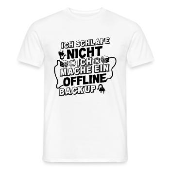 Ich schlafe NICHT ich mache ein OFFLINE-Backup! - Männer T-Shirt - Weiß - Vorne - AI Model Male 178 dark (178cm)
