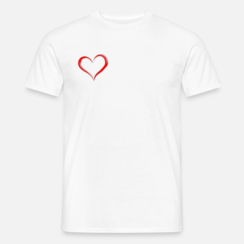 Cuore stilizzato minimalista rosso e bianco - T-shirt uomo - bianco