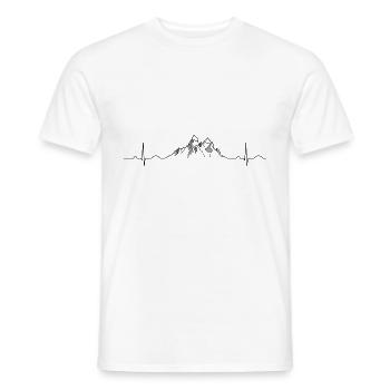 Mountains ECG - hiking, climbing, nature - Men's T-Shirt - white - Front - AI Model Male 178 dark (178cm)