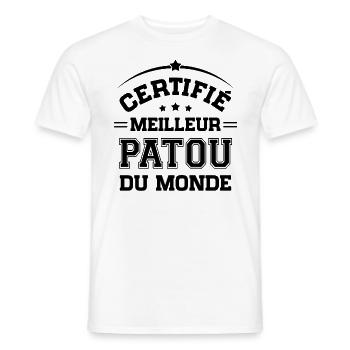 Cadeau Grand-Père Certifié meilleur Patou du Monde - T-shirt homme - blanc - Devant - AI Model Male 178 dark (178cm)