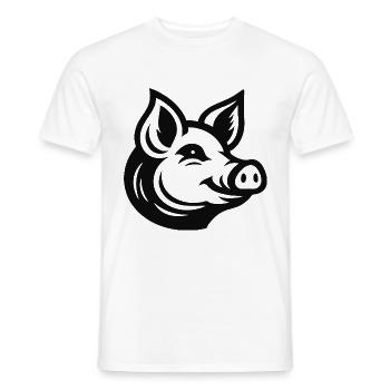 Pig Head - Minimalist Pig Design - Men's T-Shirt - white - Front - AI Model Male 178 dark (178cm)