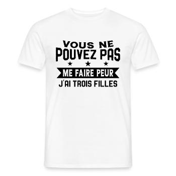 Drôle Papa J'Ai Trois Filles Meilleur Papa Cadeau - T-shirt homme - blanc - Devant - AI Model Male 178 dark (178cm)