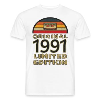 1991 Vintage Best of 1991 Cassette Tape Birthday - Männer T-Shirt - Weiß - Vorne - AI Model Male 178 dark (178cm)