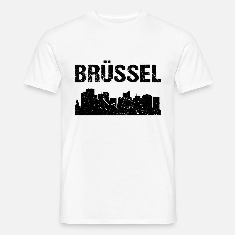 Brüssel Skyline - Männer T-Shirt - Weiß