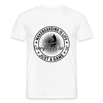 Le wakeboard, c’est la vie, tout le reste n’est qu’un - T-shirt homme - blanc - Devant - AI Model Male 178 dark (178cm)