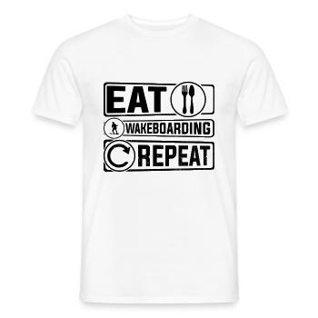 Funny Wakeboarding - Eat Wakeboarding Repeat - Männer T-Shirt - Weiß - Vorne - AI Model Male 178 dark (178cm)