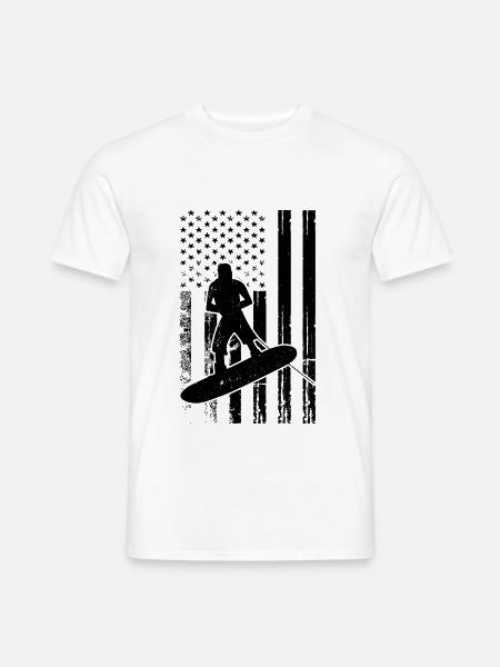 Wakeboarding US Flag Wakeboarding Wakeboarder - Männer T-Shirt - Weiß