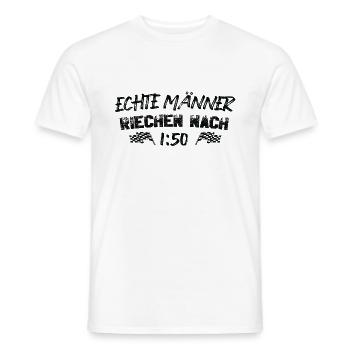 Echte Männer Riechen Nach 1:50 Moped Mopedfahrer - Männer T-Shirt - Weiß - Vorne - AI Model Male 178 dark (178cm)