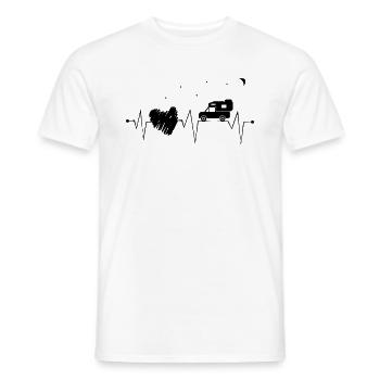 Pickup Camping Heartbeat with Heart at Night - Men's T-Shirt - white - Front - AI Model Male 178 dark (178cm)