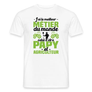 Meilleur métier du monde papy et agriculteur - T-shirt homme - blanc - Devant - AI Model Male 178 dark (178cm)