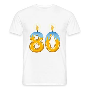 Bougies du 80e anniversaire pour la fête homme ou femme - T-shirt homme - blanc - Devant - AI Model Male 178 dark (178cm)