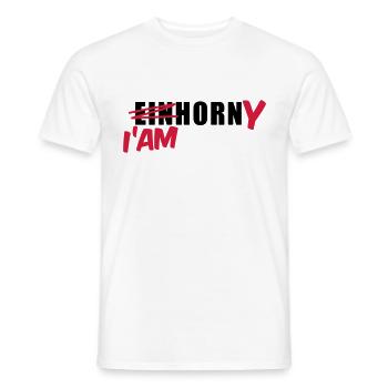 Mallorca T-Shirt Einhorn I'am Horny Shirt - Männer T-Shirt - Weiß - Vorne - AI Model Male 178 dark (178cm)