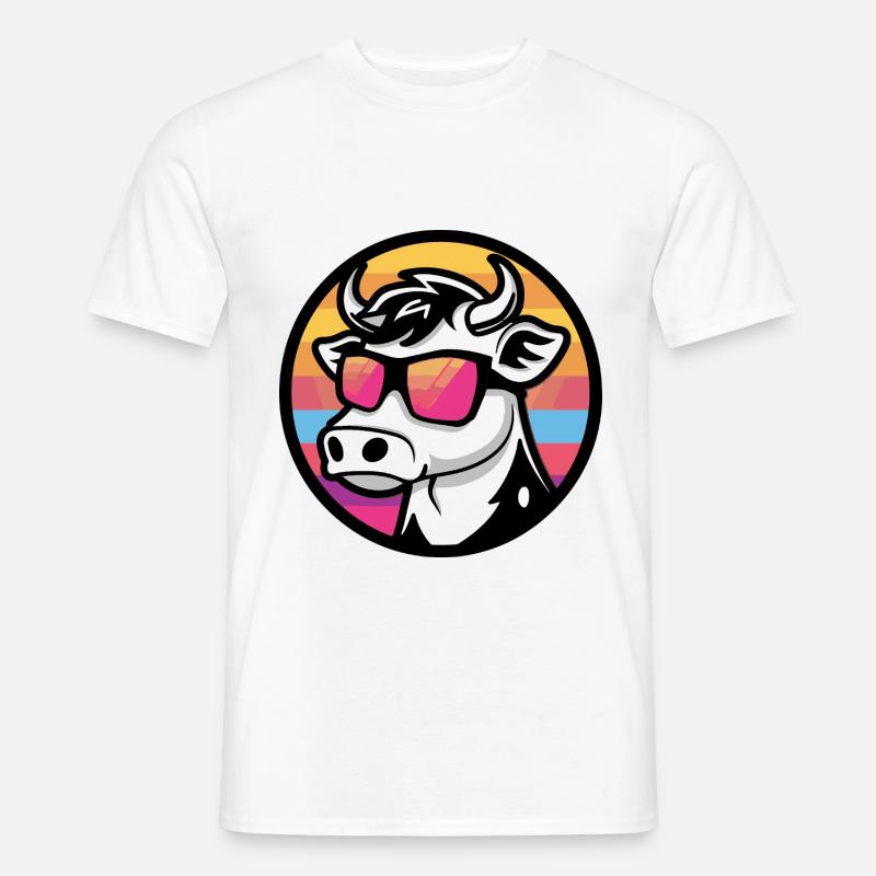 Kuh Comic Cool Sommer - Männer T-Shirt - Weiß