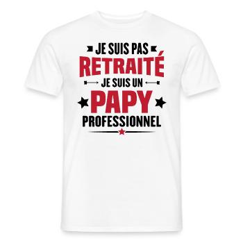 Je suis pas retraite je suis un papy professionnel - T-shirt homme - blanc - Devant - AI Model Male 178 dark (178cm)