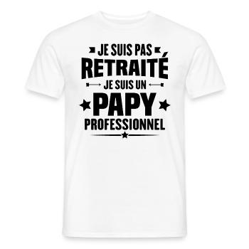 Je suis pas retraite je suis un papy professionnel - T-shirt homme - blanc - Devant - AI Model Male 178 dark (178cm)