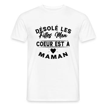 Désolé les Filles Mon Coeur est à Maman - T-shirt homme - blanc - Devant - AI Model Male 178 dark (178cm)