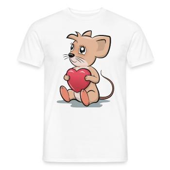 Coeur Amour Saint Valentin Souris Idée de cadeau - T-shirt homme - blanc - Devant - AI Model Male 178 dark (178cm)