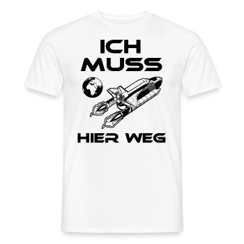Ich muss weg - Weltall Raumschiff - Spruch lustig - Männer T-Shirt - Weiß - Vorne - AI Model Male 178 dark (178cm)