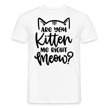 BIST MEIN KITTEN MIAU KATZE LUSTIG SPRUCH MOTIVE - Men's T-Shirt - white - Front - AI Model Male 178 dark (178cm)