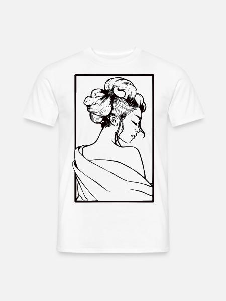 Geisha schwarz - Männer T-Shirt - Weiß