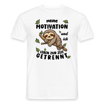 Faultier Lustiger Spruch: Meine Motivation und ich - Männer T-Shirt - Weiß - Vorne - AI Model Male 178 dark (178cm)