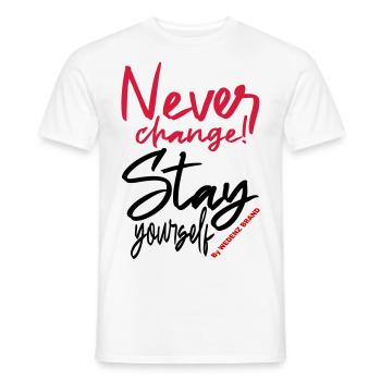 Never change stay yourself WEDENZ - T-shirt homme - blanc - Devant - AI Model Male 178 dark (178cm)