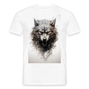 An angry, gray wolf with graphic elements - Men's T-Shirt - white - Front - AI Model Male 178 dark (178cm)