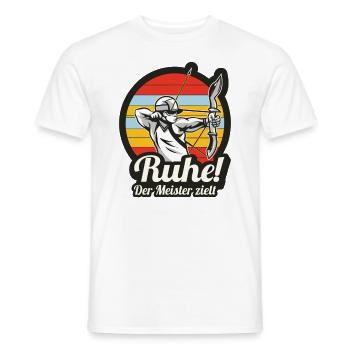 Ruhe! Der Meister zielt! Bogenschießen Bogensport - Männer T-Shirt - Weiß - Vorne - AI Model Male 178 dark (178cm)