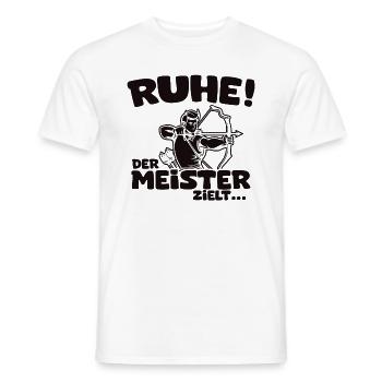 Ruhe! Der Meister zielt! Bogenschießen Bogensport - Männer T-Shirt - Weiß - Vorne - AI Model Male 178 dark (178cm)