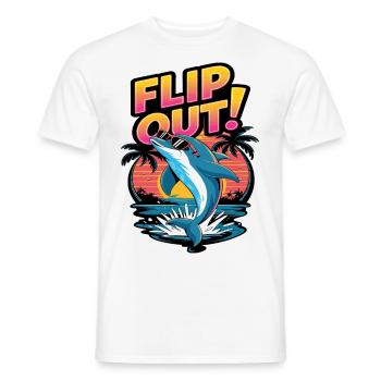 Retro Sunset Dolphin Flip Out Design - Men's T-Shirt - white - Front - AI Model Male 178 dark (178cm)