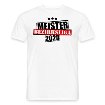 Meister Bezirksliga 2025 Aufstiegstrikot - Männer T-Shirt - Weiß - Vorne - AI Model Male 178 dark (178cm)