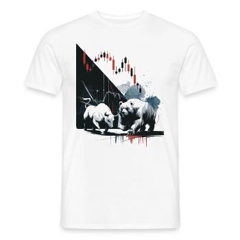 Bull vs. Bear Stock Market Motive – Trading & Investmen - Men's T-Shirt - white - Front - AI Model Male 178 dark (178cm)
